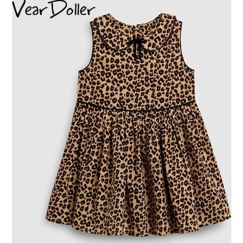 VearDoller Girls Dress Fashion Sleeveless Leopard Dress Childrens Clothing Party Princess Costume Kids Dresses for Girls