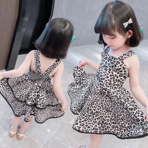 Baby Kid Girls Leopard Dress Summer Sleeveless Tutu Party Dresses For Girl Children Costumes