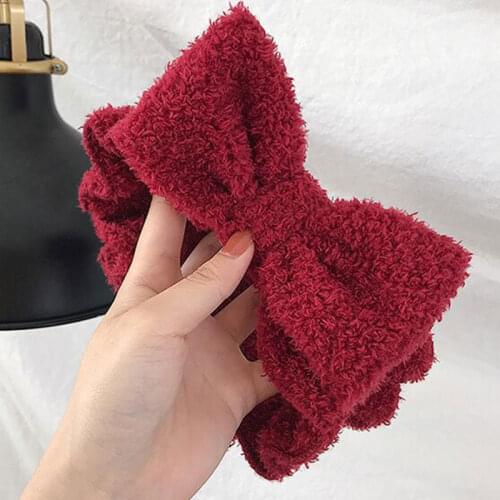 Velvet headband For women Coral Bath Shower Headband Make Up bandage Wash Face Elastic Hair Bands Big Bowknot Design Bow women