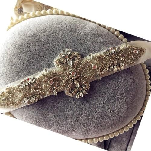 New Fashion Pearl Beaded Wedding waistband handmade Rhinestone Crystal Flower Bridal Sash belt Evening dress belt
