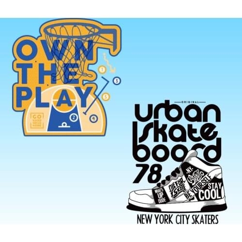 Simple Basketball Letter Pattern Heat-Sensitive Patches On Clothes Applique Decor Cap Bright Badge Accessory Patch Heat Transfer