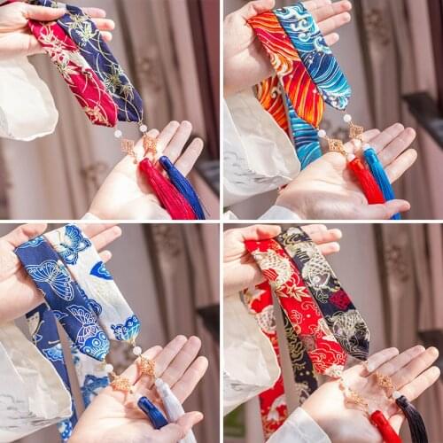 Ancient Style Han Chinese Clothing Hair Band Headdress Crane Tassel Streamer Costume Red Hair Ring Hair Rope Hair Accessories