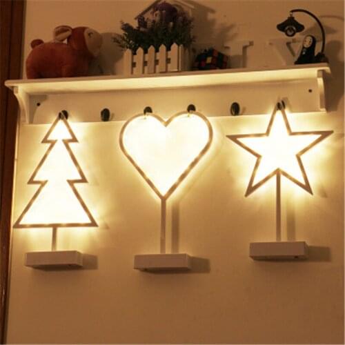 Romantic LED Modeling Light Star Heart Christmas Tree Christmas Room Home Decoration Desktop Night Lamp Ornament