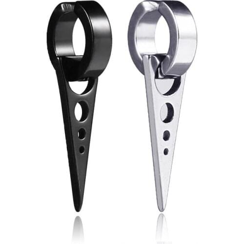 1 Piece Punk Black Multiple Styles Stainless/Titanium Steel Stud Earring For Men and Women Gothic Street Pop Hip Hop Ear Jewelry