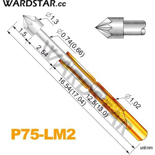 100pcs/lot P75-LM2 Dia 1.3mm Spring Test Probes Pogo Pin Length 16.54mm (Stroke Spring Froce:180g) Wholesale