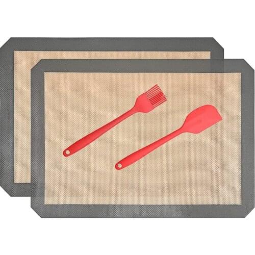 Silicone Baking Mat,Set of 2 Half Sheet, for Bake Pans & Rolling - Macaron/Pastry/Cookie/Bun/Bread