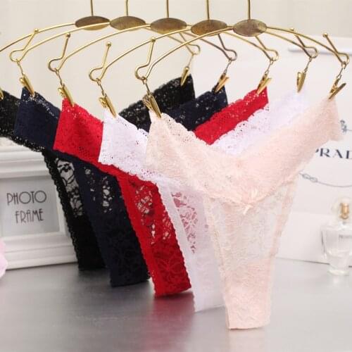 Transparent Lace Sexy Thongs Women G-string Underwear Hollow Breathable Red Black Panties for Ladies T-back Tangas Drop Shipping