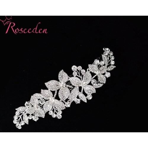 Bridal Sparkling crystal rhinestone flowers leaves wedding accessories Bride Hair Jewelry Headpieces Princess Hair Band RE365