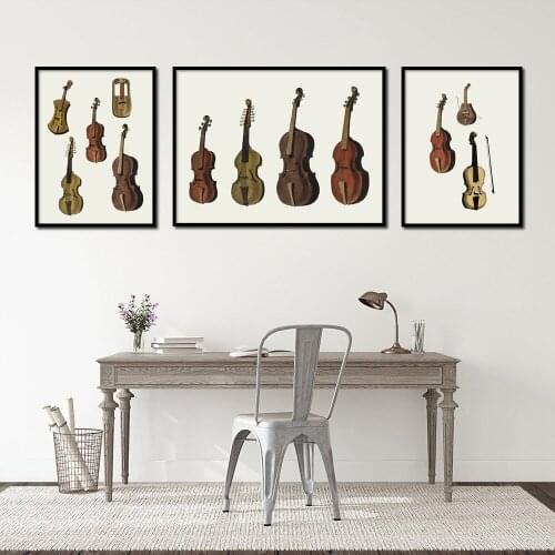 Poster Vintage Violin Minimalist Wall Art Canvas Painting Nordic Posters and Prints Wall Pictures for Living Room Home Decor