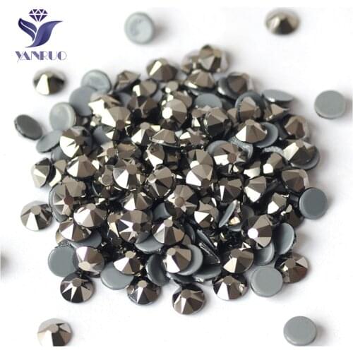 YANRUO 2088HF All Sizes Jet Hematite DIY Strass Stones And Crystals Flat Back Hotfix Rhinestones For Clothes Accessories