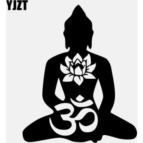 YJZT 11.9CM*14.3CM Funny Buddhism Vinyl Decal Car Sticker Black/Silver C3-1497