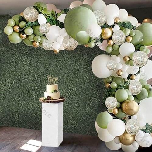 122pcs Olive Green Balloons Arch Garland Kit White Gold Confetti Balloons Set for Wedding Birthday Baby Shower Party Decorations