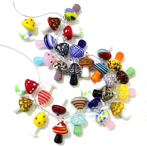 Custom Multicolor handmade murano glass Mushroom ornament Fairy Garden Home decoration accessories cute Christmas cartoon statue