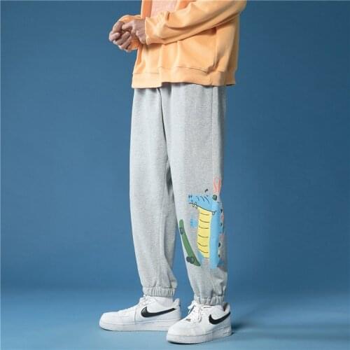 2021 Trendy Sweatpants Men Loose Trousers Jogging Pants with Print Outdoor Sport Autumn Comfortable Male Men Baggy Crocodile