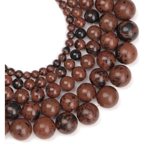 4/6/8/10/12 mm Natural Mahagony Stone Beads Red Color Round Loose Spacer Beads For Jewelry Making DIY Supplies Accessoriees