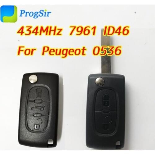 434MHz 2 Button 3 Button Flip Key For Peugeot 0536 Type With PCF7961 Hitag ID46 Chip For 307