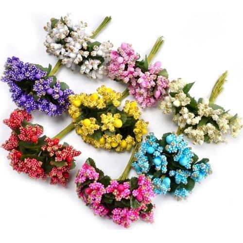 60 PCS Artificial Flower Stamen Wire Stem Mulberry Wire Stem For Wedding Decoration DIY Needlework Cheap Wreath Fake Flowers