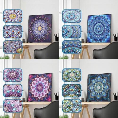 Special Shape Diamond Painting Mandala Flower DIY 5D Partial Drills Cross Stitch Crystal Art Craft Diamond Embroidery Decoration