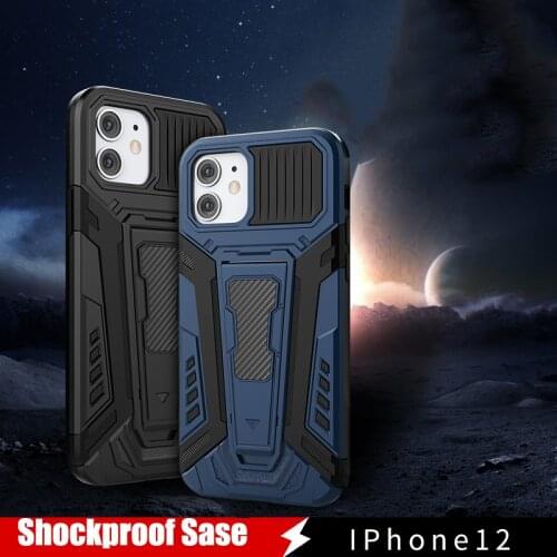Armor For iphone 12 pro max Case cover Shockproof Holder Phone Case PC Silicone For iphone12 Mini Cases coque funda luxury