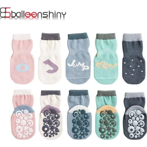 Balleenshiny Cotton Baby Socks for Boys Girls Rubber Slip-resistant Kids Floor Socks Cartoon Infant Kids Fruit Socks Warm Shoes