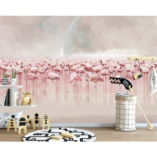 Beibehang High quality 3d wallpaper mural modern minimalist hand-painted flamingo 10 photo wallpaper papel de parede tapety