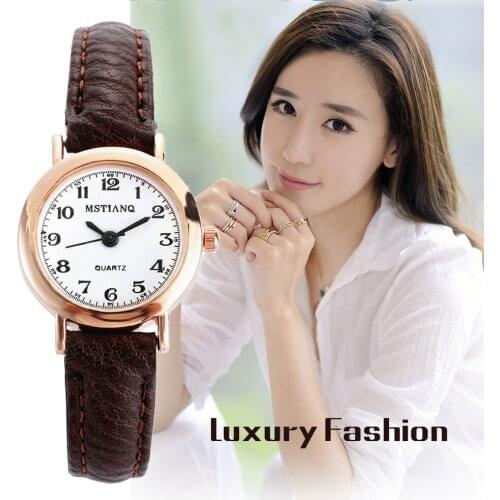 Luxury womens watches top brand fashion ladies watch women leather Waterproof Grind Clock dial Girl Clock Quartz Wrist watch