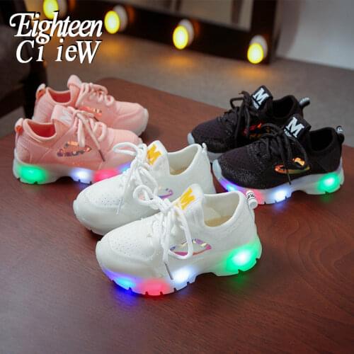 2019 Autumn New Children Glowing Shoes for Girls Led Shoes Breathable Cute Baby Luminous Sneakers Kids Casual Led Shoes