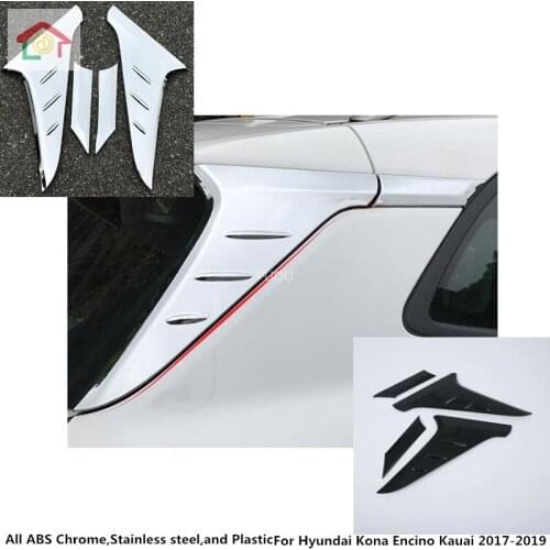 For Hyundai Kona Encino Kauai 2017 2018 2019 2020 Car Styling Rear Tail Spoiler Side Triangle Molding Window Bezel Trim Stick