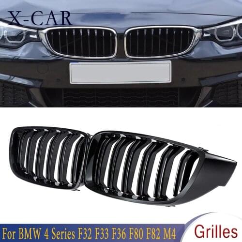 X-CAR Kidney Grill Replacement Double Slat New Front Sport Style Bright Black For BMW 4 Series F32 F33 F36 F80 M3 F82 M4