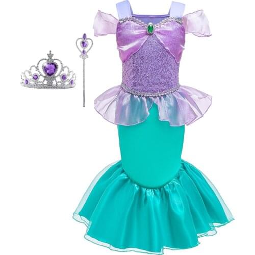 Mermaid Cosplay Costume Girls Ariel Dress Up Summer Princess Costume Kids Halloween Carnival Party Outfit Fancy Clothes
