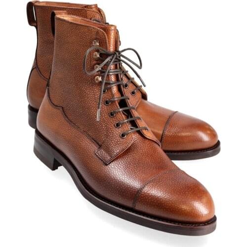 Leather Handmade Winter Mens Boots Shoes Lace-Up Add Velvet Work Basic Boots Fashion Designer High Top Shoes Men