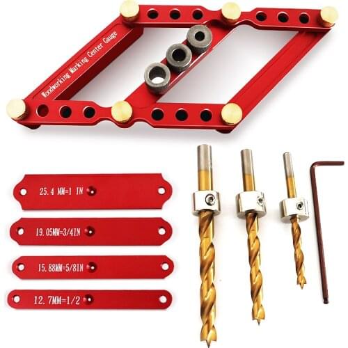 Round Dowel Jig Drill Guide Woodworking Drilling Punch Locator Scribe Marking Gauge Scribing Ruler Joinery Carpenter Tools