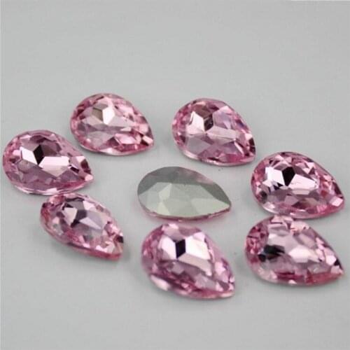MHS.SUN Beautiful Lt Rose Pink Waterdrop Shaped Crystal Rhinestone Pointback Glass Crystal For Costume/Bag Decoration