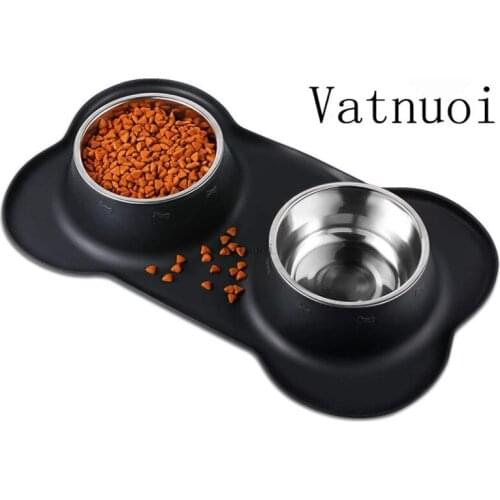 Dog Bowls Stainless Steel Dog Bowl Set with No Spill Non-Skid Silicone Mat Pet Feeding Stations for Dogs Cats