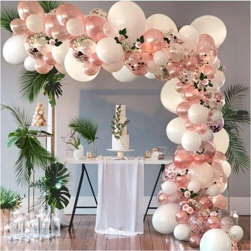 102pcs Rose Gold Balloon Arch Garland Kit Clear Premium Latex Balloons Wedding Bridal Baby Shower Birthday Party Decoration