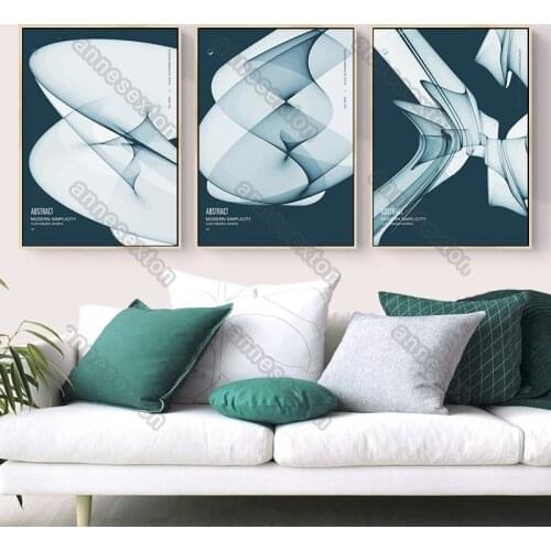 Nordic Style Canvas Poster and Print Abstract Geometric Pictures White Green Colors Wall Painting for Home Rooms Wall Decoration