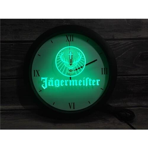 0R061 Jagermeister APP RGB 5050 LED Neon Light Signs Wall Clock