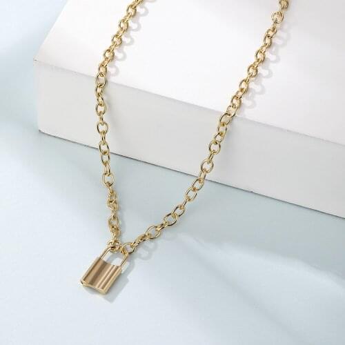 New Fashion Hip Hop Pendants Necklaces for Women Gold Lock Chain Alloy Metal Rock Choker Necklace Punk Jewelry Factory Outlet