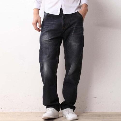 New Straight Jeans Autumn Winter Mens Loose Cowboy Denim Trousers Plus Size 28-44 46 48 Man Jeans Bottoms