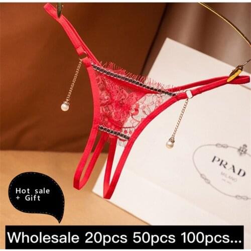 Wholesale Drop shipping Sexy Jewelry Pendant Panties Open file Thong Panties Lace Erotic Elasticity For Couple Sexy Panties