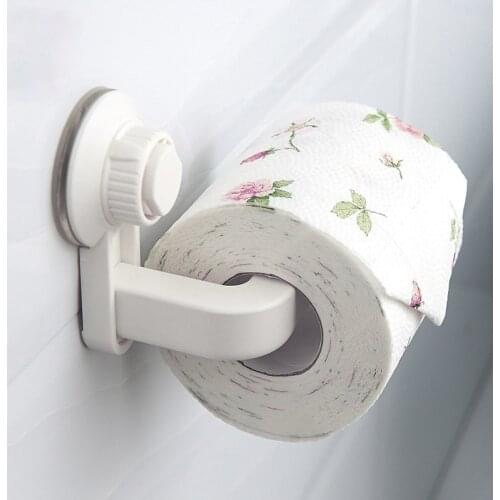 No Drilling Toilet Suction Cup Roll Paper Holder Stand Plastic Kitchen Tissue Rack Reuse Hotel Storage Shelf Wall Mount Bathroom