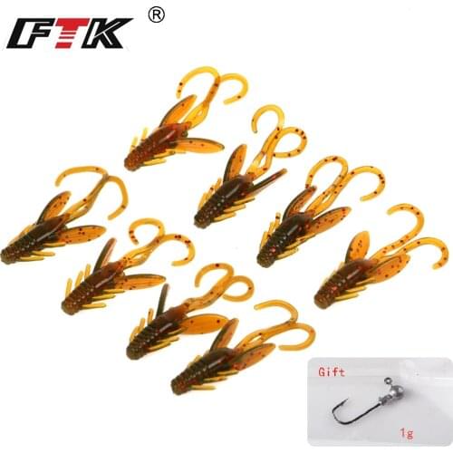20pcs/pack Fishing Lures Shrimp Soft Lure 4cm 0.9g Worm Silicone Baits Bass Carp Perch Fsihing Accessories Gift 1g Jig Head