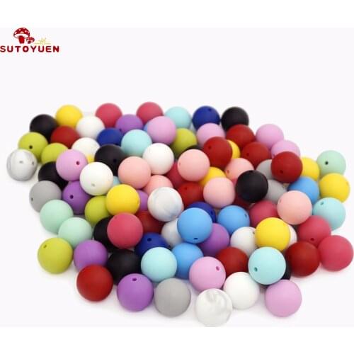 Sutoyuen Silicone Beads 19mm 10pc Baby Chew teething Pacifier Holders BPA Free Nursing Round Teether Necklace Toys Jewelry