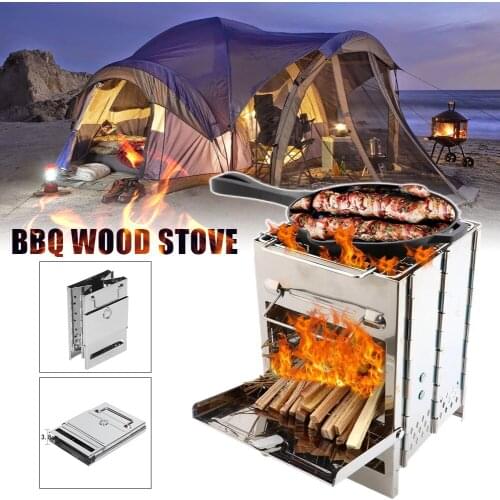 Wood Burning Stove Stainless Steel Folding Camp Stove Portable Wood Stove for Outdoor Picnic BBQ Camping outdoor stove