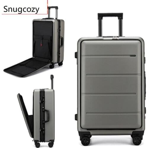 Snugcozy Front flip business computer suitcase 100% Aluminum frame 18/20/24 inch size PC perfect Spinner brand Boarding Luggage