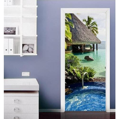 3D Modern Maldives Door Mural Wallpaper mural Wall Print Decal Wall Deco Wall Mural Photo self adhesive door wrap