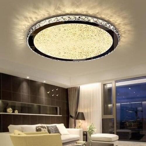 Modern Creative Simple Circular Ceiling Light Crystal Lamp For Home Living Room Bedroom Restaurant With LED Bulbs