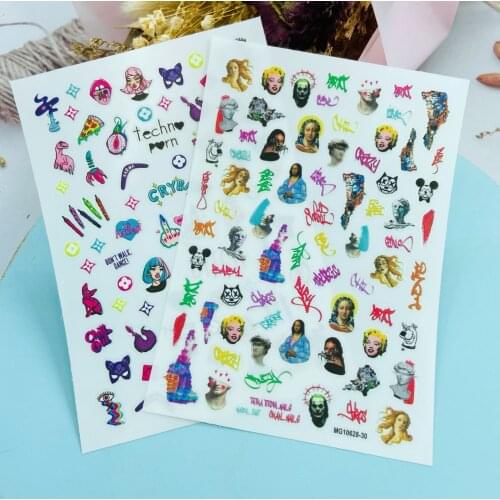 Japanese Style Fashion Hot Selling Thin Light Traceless Nail Stickers Modern Girls Back Glue Adhesive Dry Nail Decals Manicure