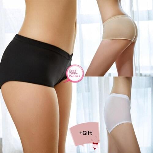 Women Sexy Panties Sexy mesh zipper perspective Sexy Pants ice silk underwear Breathable cool Erotic Temptation Panties New