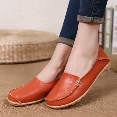 Women Shoes Genuine Leather Sneakers Women Loafers Slip On Woman Flats Shoe Low Heel